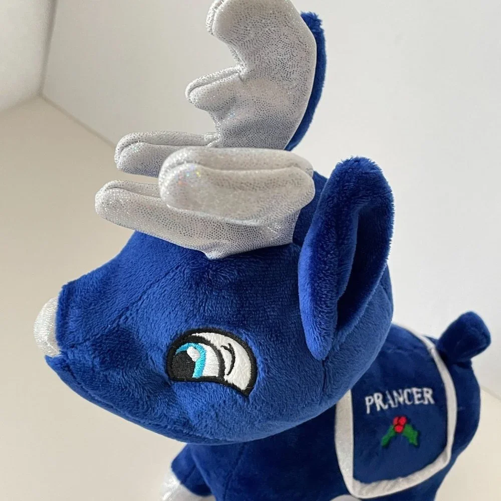 Kellytoy Plush Santa’s Classic Reindeer Collection Prancer Blue & Silver Toy 10